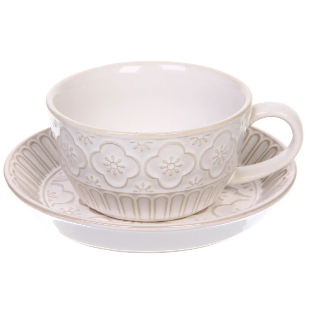 Чайная пара «Верона» (кружка 230мл, блюдце) цветы
