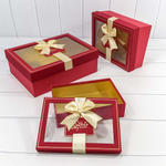 Коробка 33.5х25х11.5 см Набор 3 шт с окошком (Красный)