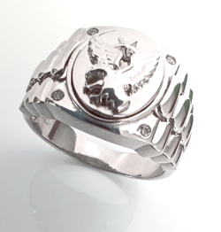 Печатка "Эстерелла", родированное серебро, 925 проба, фианит/Ф