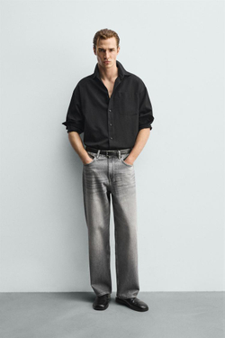 ZARA ДЖИНСЫ STRAIGHT FIT, СЕРЫЙ