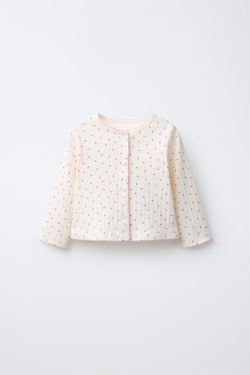 ZARA КОМПЛЕКТ ИЗ КАРДИГАНА, БОДИ И ЛЕГИНСОВ С ПРИНТОМ «СЕРДЦА», ПАСТЕЛЬНО-РОЗОВЫЙ