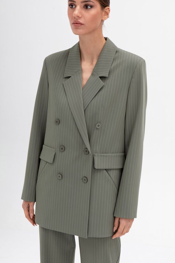 Жакет двубортный в полоску