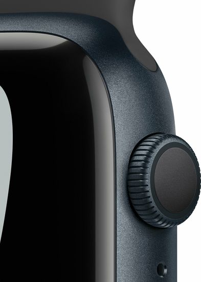 Apple Watch Nike Series 7, 45 мм, корпус из алюминия цвета «тёмная ночь», спортивный ремешок Nike цвета «антрацитовый/чёрный»