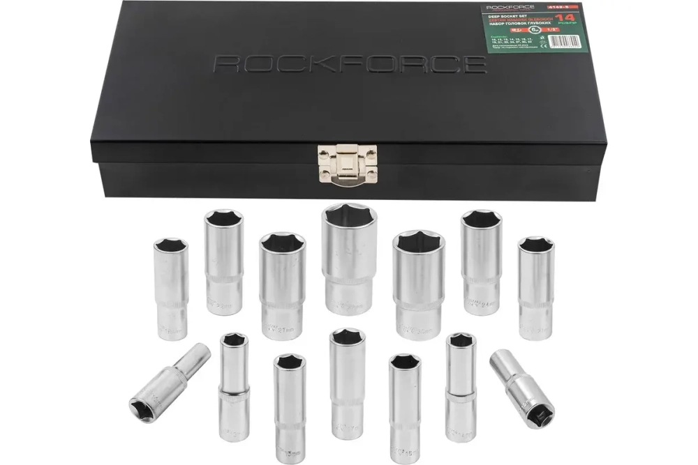 Набор торцевых головок RF-4143-5: 1/2"DR 6-гранных 14пр. ROCKFORCE