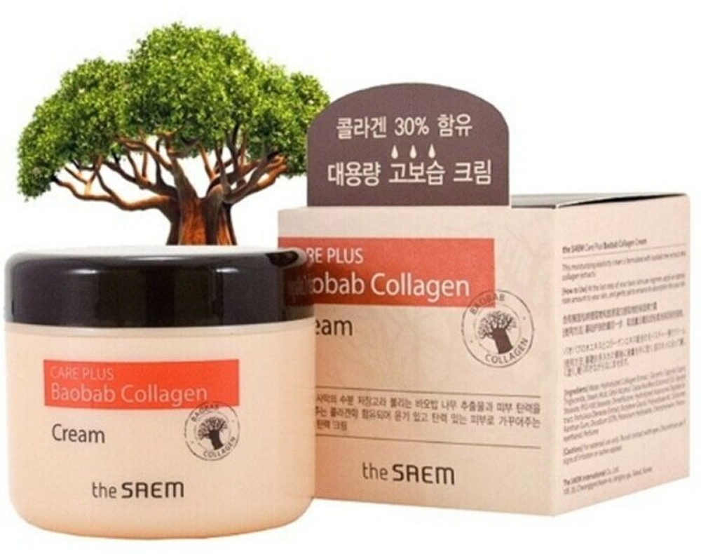 Увлажняющий коллагеновый крем для лица с экстрактом баобаба The Saem Care Plus Baobab Collagen Cream