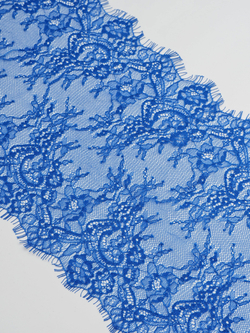 Кружево шантильи ультрамарин неэластичное ширина 22 см купон 2.9 м