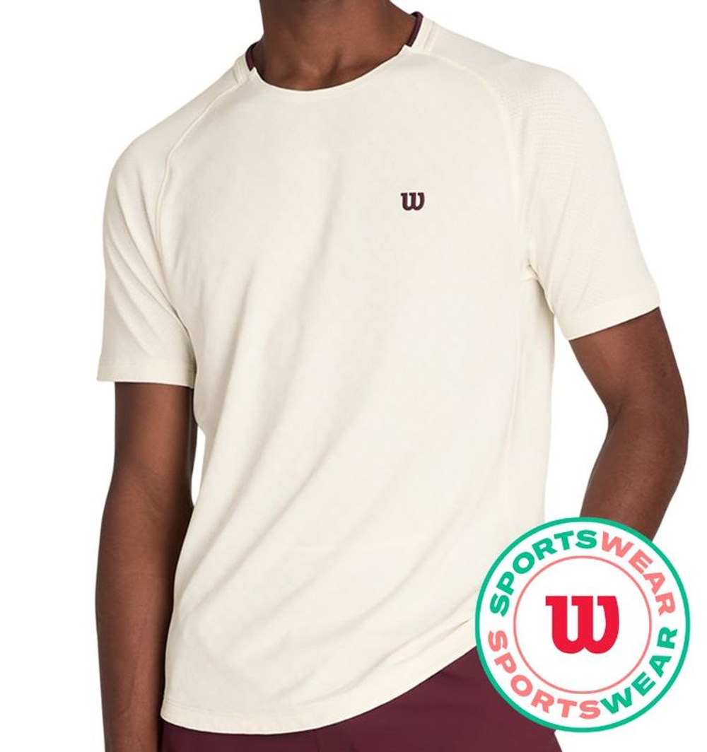 Мужская теннисная футболка Wilson Serve Out - sandrift