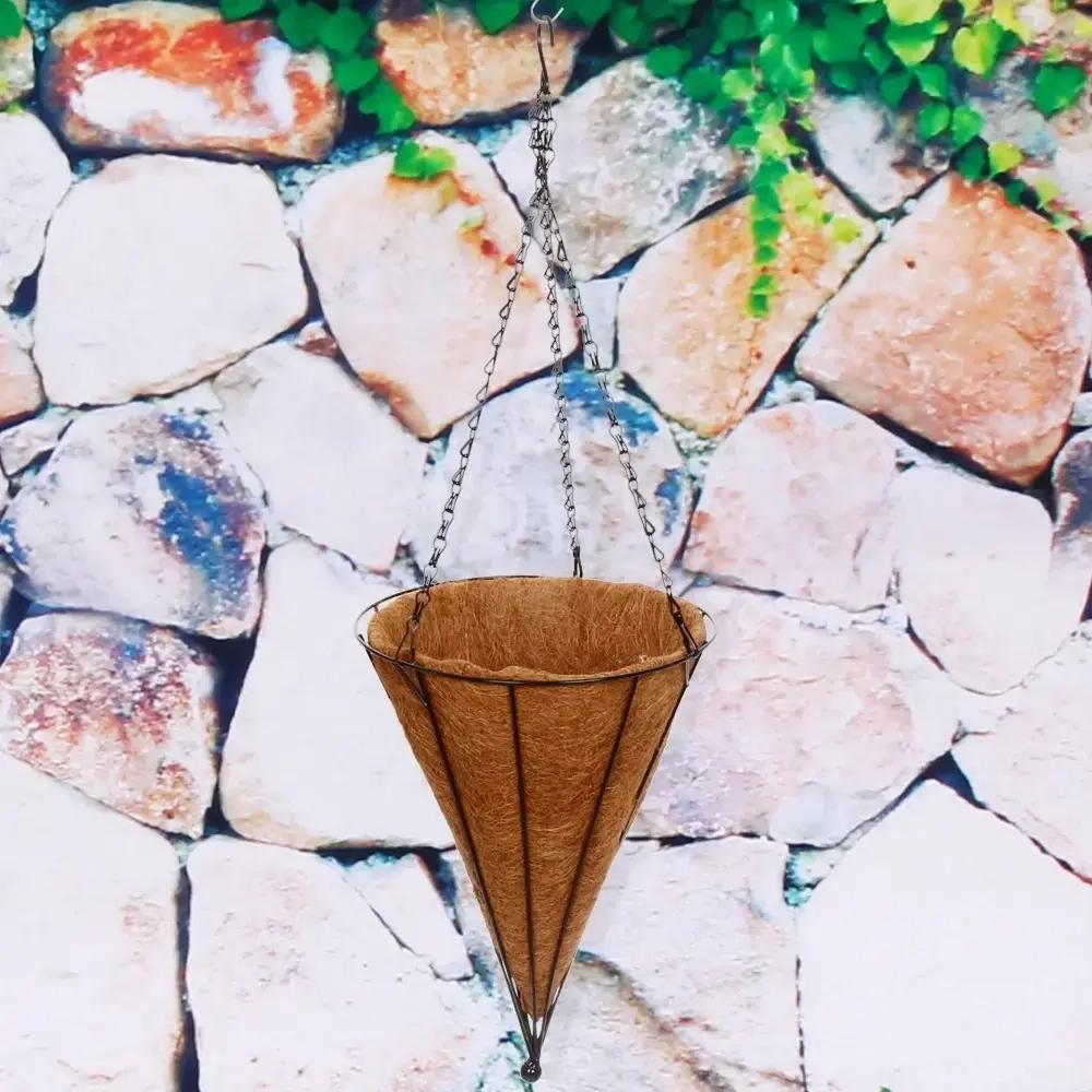 Кашпо для цветов 4л «Коковита» с кокосовым волокном, подвесное, конус, d=25см ДоброСад