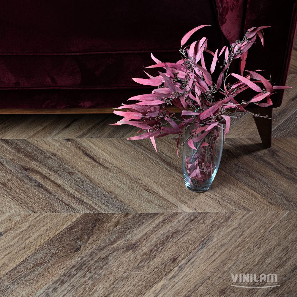 Виниловый ламинат VINILAM PARQUET CHEVRON RI107516 Шеврон Лувр Glue