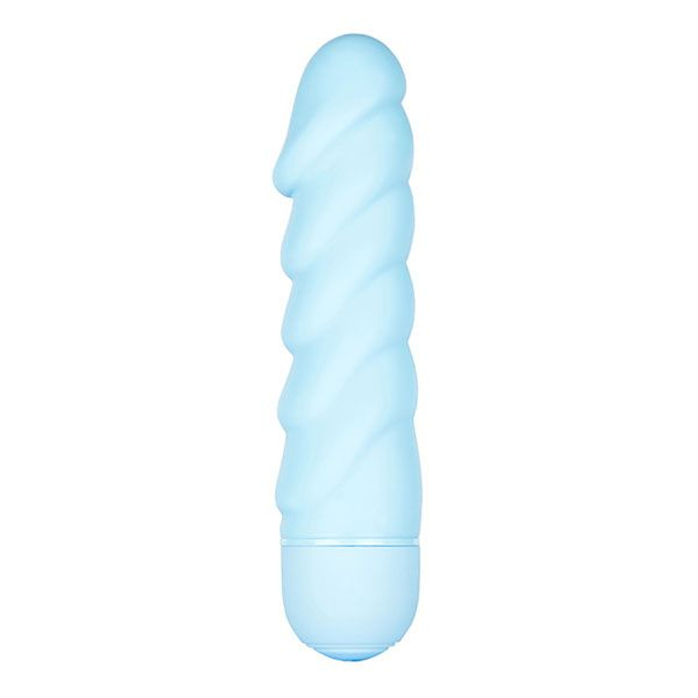 Голубой вибратор со спиралевидным рельефом SEE YOU FLEXIBLE - 15 см. (Цвет: голубой)