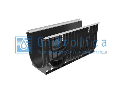 Лоток водоотводный пластиковый, серия Super ЛВ-30.38, класс нагрузки D400, E600, Gidrolica, Россия