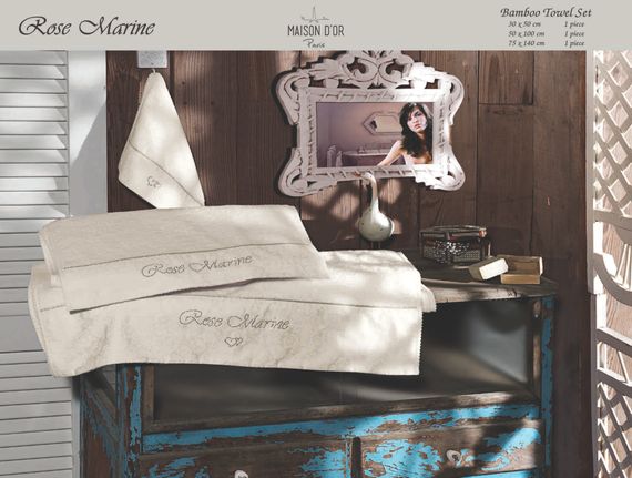 Набор полотенец  ROSE MARINE - РОЗ МАРИН 3пр  30х50 50х100 и 75х140 Maison Dor (Турция)