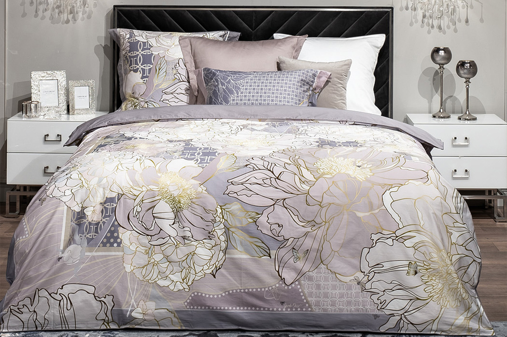 Комплект наволочек 2шт 70х70 Garda Decor Пионы серый