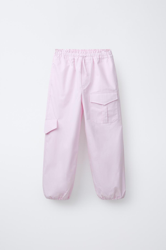 ZARA БРЮКИ ИЗ ПОПЛИНА, РОЗОВЫЙ