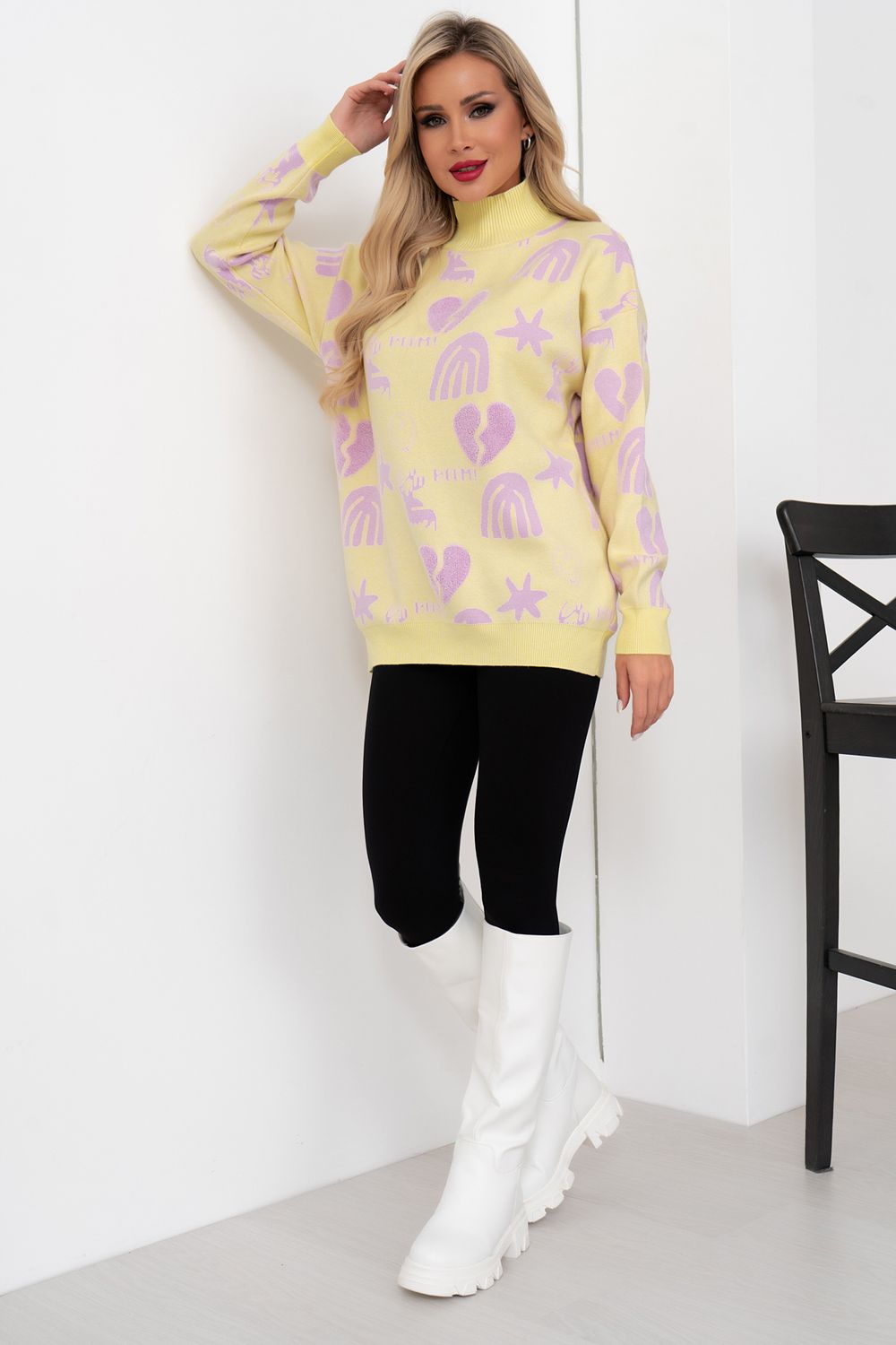 Джемпер (желтый/принт) Б11-256/3 Nikol (Акция)