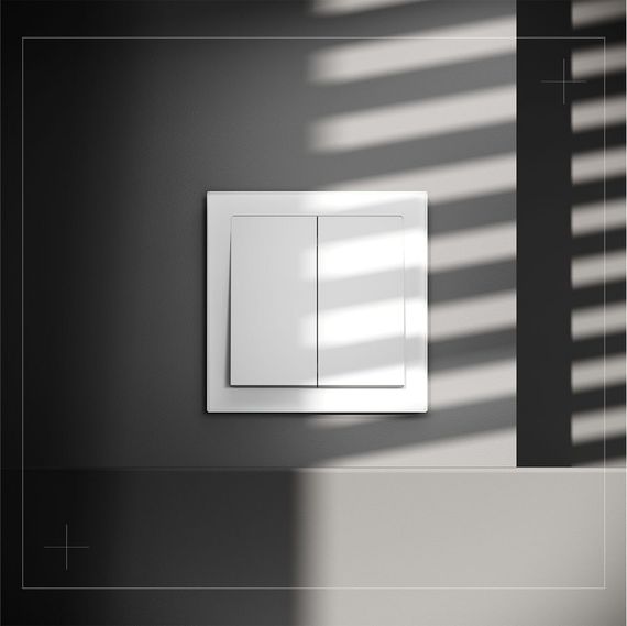 Выключатель с самовозвратом встраиваемый Voltum S70 двухклавишный 10А, (белый матовый) VLS020602