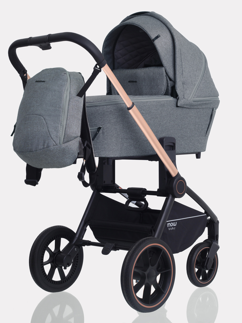 Коляска детская MOWBaby "ZOOM"PU (3в1) RA087 Silver Grey