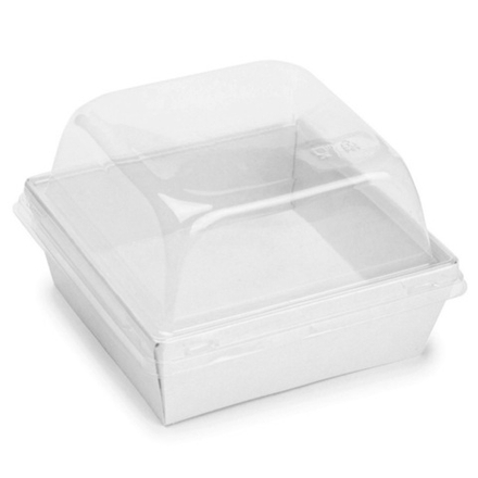 Упаковка ECO SmartPack 550 Крышка и дно БЕЛАЯ 12,8*12,8*4,5 см (для бенто-торта)