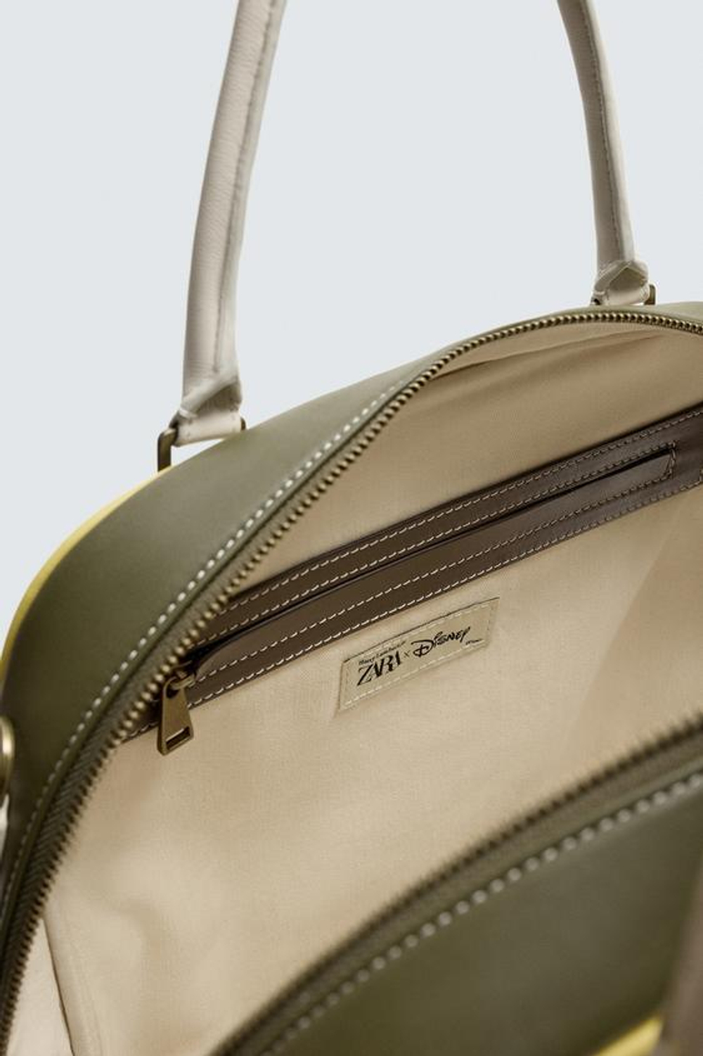 ZARA HARRY LAMBERT X DISNEY КОЖАНАЯ СУМКА-ШОПЕР, КОРИЧНЕВЫЙ