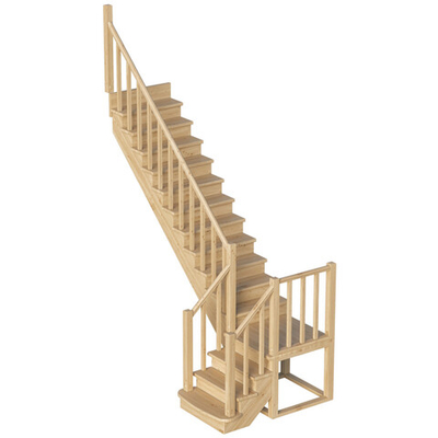 Лестница на второй этаж К-022м Левая с подступенками