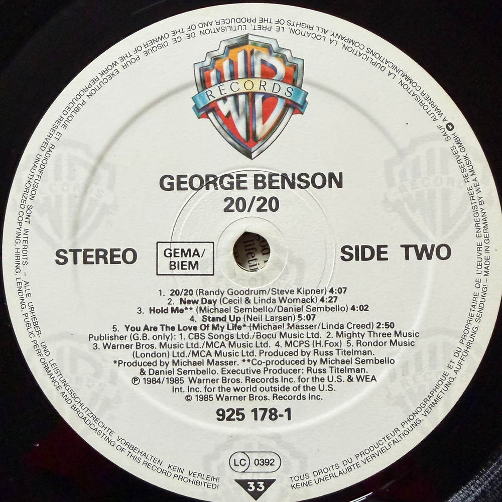 George Benson - 20/20 (Германия 1985г.)