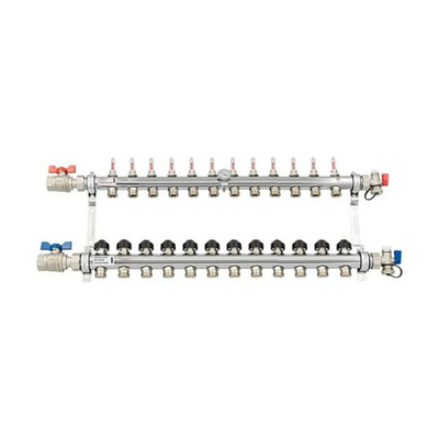 Коллекторная группа для теплого пола РЕХАУ HKV-D - 1" на 12 контура 3/4"EK (нерж. сталь)