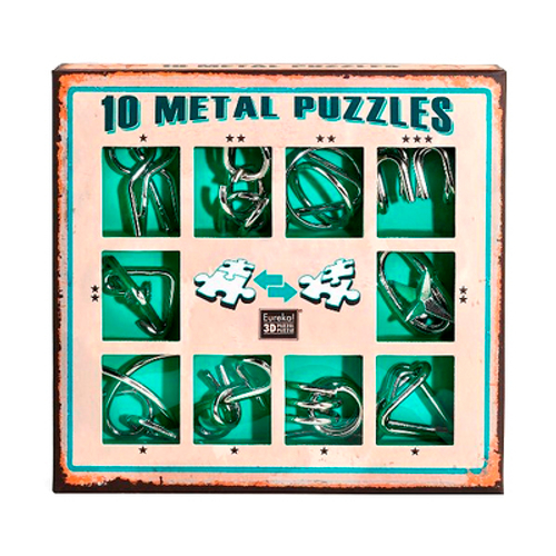 Набор металлических головоломок "Eureka! 3D Puzzle", 10 шт, цвет зеленый