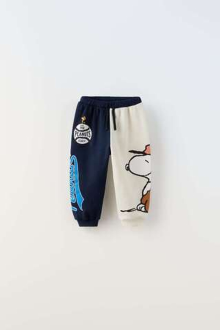 ZARA БРЮКИ С ПРИНТОМ SNOOPY PEANUTS™, МОРСКОЙ СИНИЙ