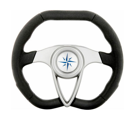 Рулевое колесо BARRACUDA обод черный, спицы серебряные д. 350 мм