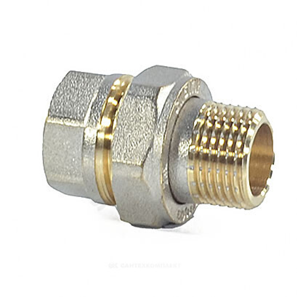 Соединитель латунь никель американка Ду 40 (1 1/2") прямой ВР/НР 9013 ГОСТ 32585-2013 Aquasfera 9013-05