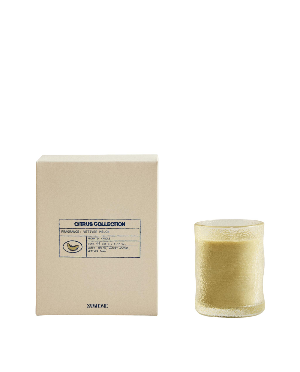 Zara Home Свеча ароматическая Vetiver Melon 155 г, растительный воск, аромат древесный, Коричневый