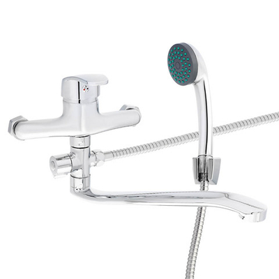 Смеситель д/ванны с душем, плоский излив 30см, кер. картридж 40мм, хром, цинк, SK09-I101 СоюзКран