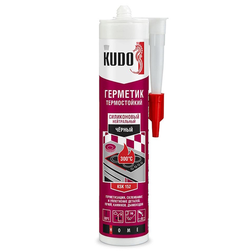Герметик силикон. KUDO  высокотемпературный до + 300С  черный  280мл  / КSK-152 * новинка