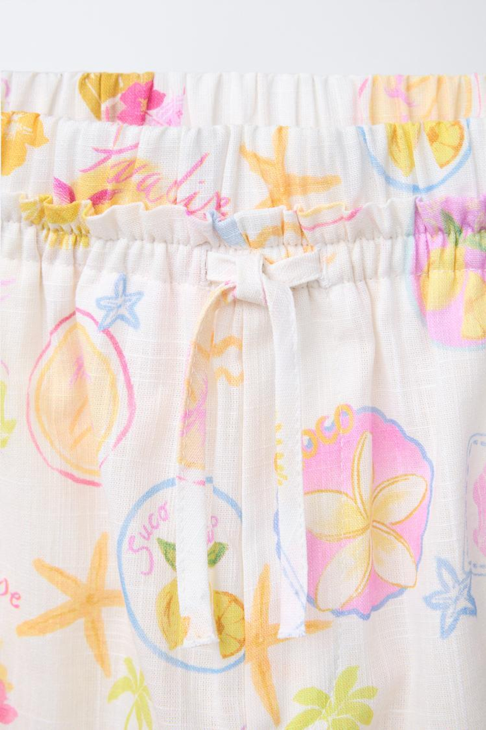 ZARA БРЮКИ ПРЯМОГО КРОЯ С ПРИНТОМ, ЭКРЮ