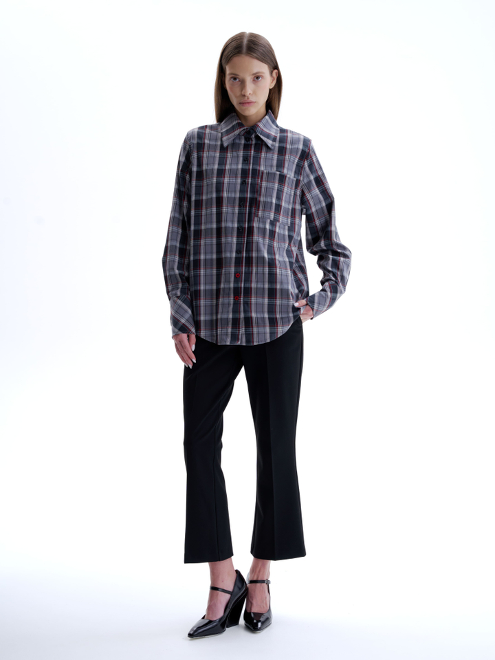 Рубашка с широкими манжетами в клетку