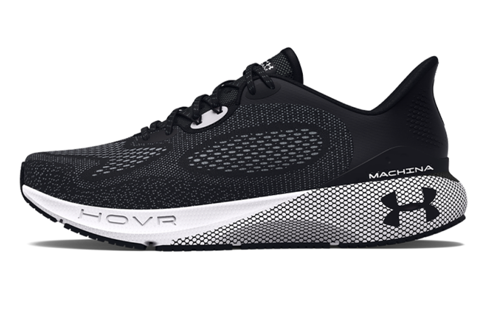 Under Armour HOVR Machina 3 sports comfort fabric shock absorption, non-slip, wear-resistant, breathable, low-cut casual running shoes men's black domestic version