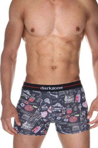 Темно-серые трусы-боксеры с принтом в виде путевых заметок (Размер: S) (Цвет: темно-серый)