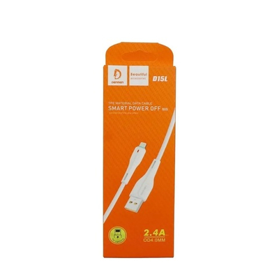Кабель DENMEN D15L USB-Lightning 2.4A 1м TPE White