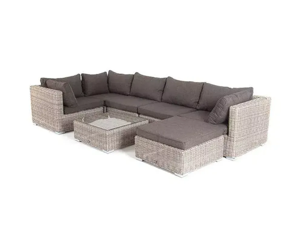 "Лунго" трансформирующаяся лаунж-зона из искусственного ротанга, цвет бежевый