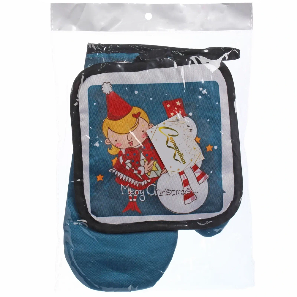 Прихватка в наборе с варежкой «Снеговичок», 17,5*17,5 см и 26*17 см