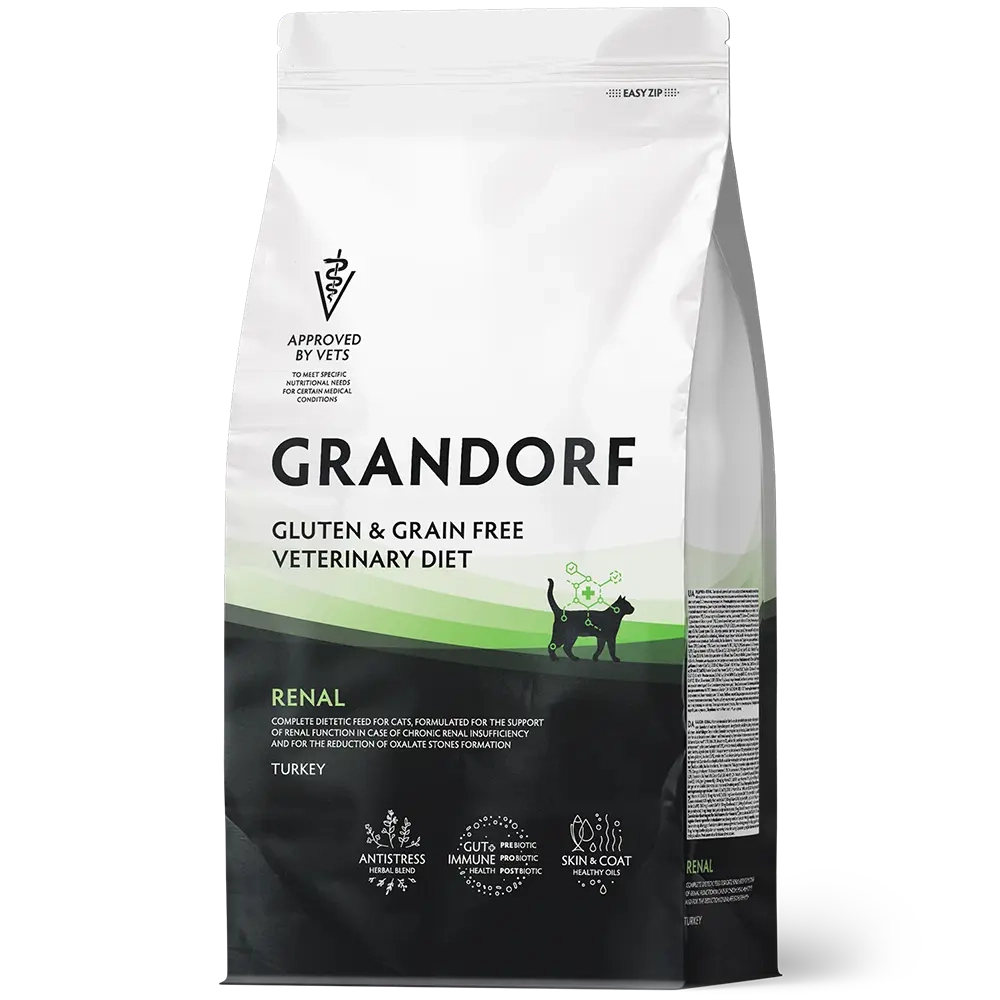 GRANDORF RENAL сухой корм для кошек / для поддержания функции почек при хронической или временной почечной недостаточности (400 гр)