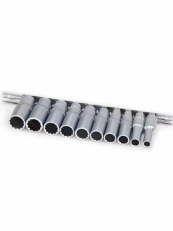 Набор торцевых головок RF-3102-9: 3/8"DR 12-гранных глубоких на планке 10пр. ROCKFORCE