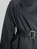 Тренч LJHY 25319 однотонный замшевый на запах с поясом