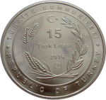Турция 15 лир 2016 Божья коровка Фауна Турции СЕРЕБРО