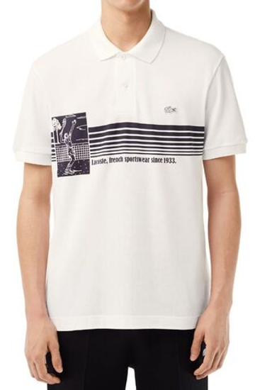 Мужское теннисное поло Lacoste French Made Original L.12.12 Print Polo Shirt - белый