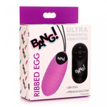 Ребристое виброяйцо Bang! 28X Ribbed Silicone Egg с дистанционным управлением, фиолетовый, 7х3 см