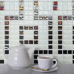 STP-Border2 Natural Мозаичная плитка из стекла Steppa черная белая глянцевая