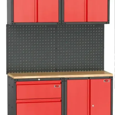 Комплект металлической гаражной мебели 7 пр. 460х2180х1330мм (шкаф навесной двухстворчатый 1 полка: 300х660х760-2шт, шкаф напольный двухстворчатый 1 RockFORCE RF-01Y0303