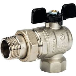 Кран шаровый со сгоном STOUT Н-В 1" угловой бабочка полнопроходной 32832