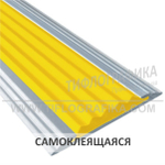 Накладка на ступень противоскользящая в алюминиевом профиле шириной 46 мм, резиновая вставка шириной 29 мм, самоклеящаяся